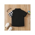 thumbnail image 3 of Franhais Kids Boys Short Sleeve Tops Summer Casual Letter Printed Plaid Patchwork Lapels Button-up T-shirt Streetwear, 3 of 9