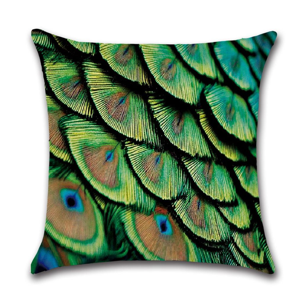 Electronicheart Feather Printing Flax Pillowcase Chair ...