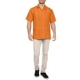 thumbnail image 4 of J. METHOD Men's Short Sleeve Cuban Guayabera Button Down Shirts Classic Embroidered 4 Pockets Casual Top NEMT112 Orange L, 4 of 6