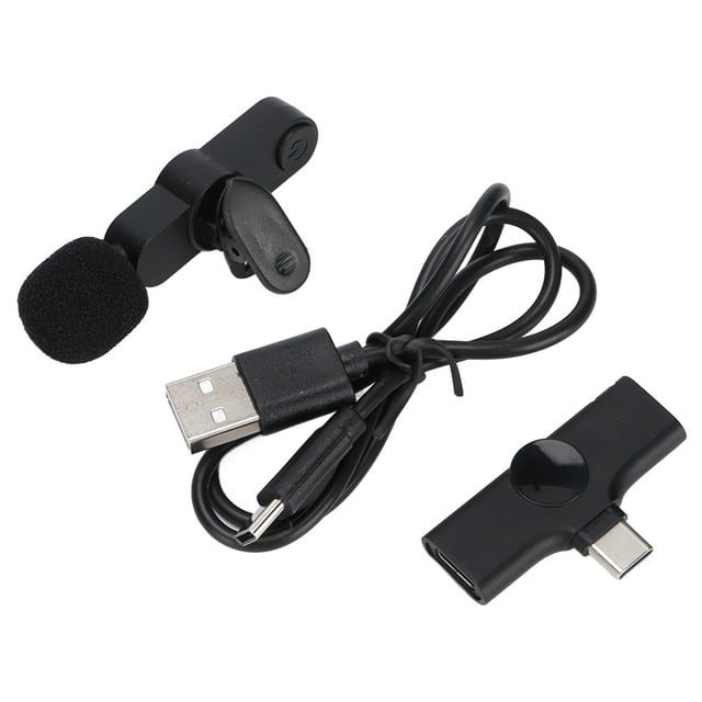 Micrófono de solapa inalámbrico tipo C con clip para grabación de audio y video para Android