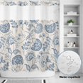 thumbnail image 2 of No Hook Shower Curtain, Blue Paisley Shower Curtains for Bathroom with See Through Top Window, Vintage Boho Flower Botanical Leaf Branch Waterproof & Washable Bath Curtain Long 72"x78", 2 of 9