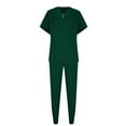 thumbnail image 5 of Jinhomg Scrubs for Women Set Button V-Neck Short Sleeve Caregiver Top & Drawstring Elastic Waist Joggers with Pockets 2 Pieces Scrub Uniforms Green XXL, 5 of 5