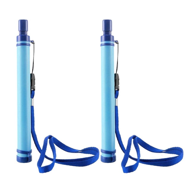 Paquete de 2 filtros de agua portátiles con pajita, purificador de succión para camping, senderismo, emergencias y supervivencia.