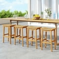 thumbnail image 2 of Gymax Outdoor Acacia Wood Bar Stools Set of 4 w/ PE Rattan Seats & Backrests, 2 of 10