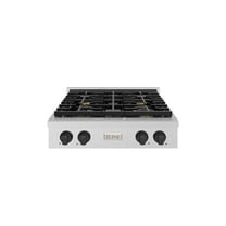 ZLINE Autograph 30" Paramount Gas Rangetop with 4 Burners and Porcelain Cooktop in DuraSnowÂ® Stainless Steel with Matte Black Accents, SRTSZ-30-MB