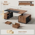 thumbnail image 2 of 77.1" Large Electric Standing Desk with 3 Drawers and Storage Cabinet, Height Adjustable Executive Desk for Home Office Desk, 2 of 7