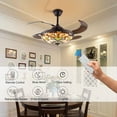 thumbnail image 2 of FETCOI 42"Tiffany Style Invisible Ceiling Fan with Lights and Remote Control Retractable Reverse Blades, 2 of 9