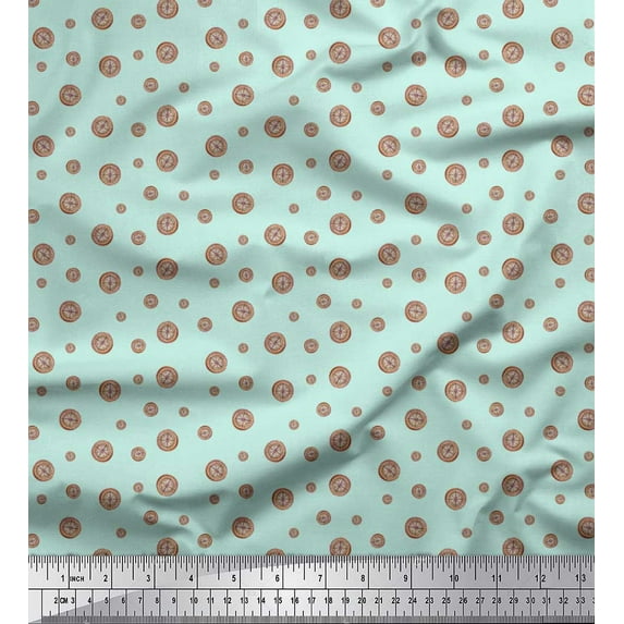 Soimoi Velvet Fabric Direction Compass Shirting Printed Fabric 1 Yard 58 Inch Wide