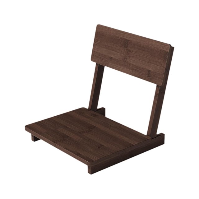 Silla Tatami, Silla con respaldo, Muebles auxiliares, Asiento de madera sin patas para portátil Marrón