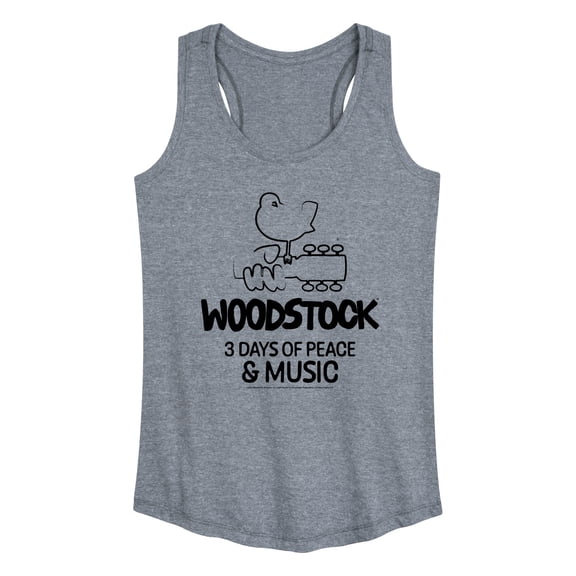 Woodstock - 3 Days of Peace & Music - Outline Drawing - Women's Racerback Tank Top