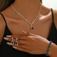 thumbnail image 3 of Faty-T Rhinestone Bridal Wedding Jewelry Set Silver Necklace Earrings Bracelet Sets Formal Prom Costume Jewelry Sets for Women, 3 of 10