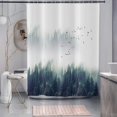thumbnail image 3 of Misty Forest Shower Curtain, Green Pine Tree Wild Goose Foggy Forest Nature Woodland Landscape Bathroom Curtains Bathtub Decor Waterproof Fabric Machine Washable with 12 Hooks, 3 of 6