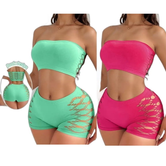4 Piece Seamless Cut-Out Bralette & Boyshort Sets (2 Complete Sets) - Anti-Slip, Breathable Skin-Friendly Underwear, High-Stretch Slim-Fit Base Layer for Daily & Loungewear