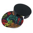 thumbnail image 6 of PAYOHTO Bright Pattern Joysticks Game Premium PU Leather Coasters Set - 6 Stylish Round Drink Coasters with Storage Box for Home and Office Use, 6 of 6