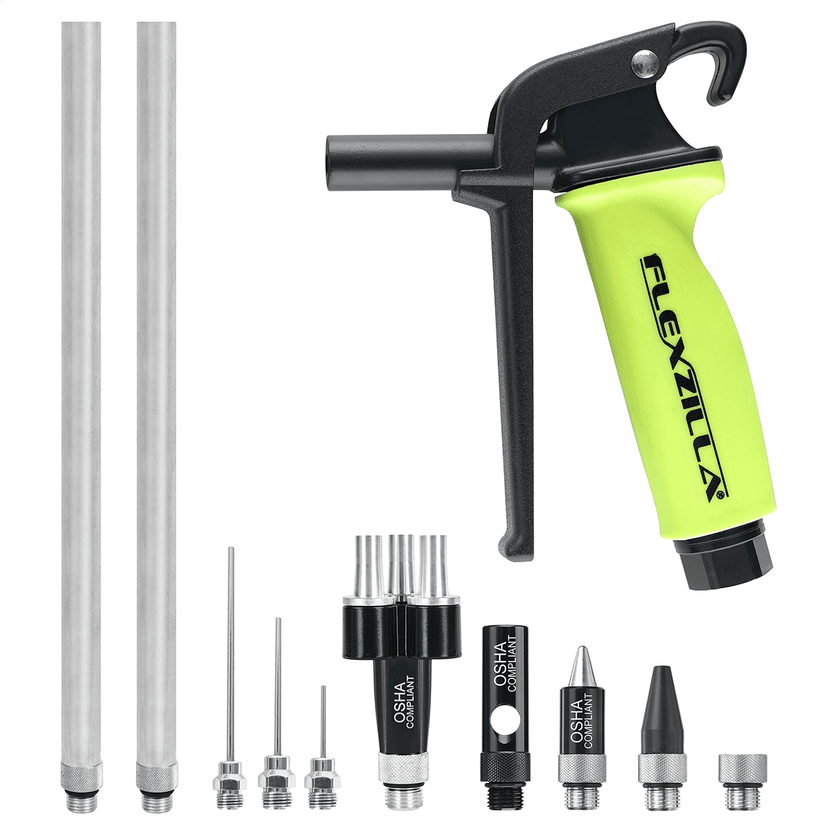 Legacy Manufacturing Flexzilla X3 Blow Gun Kit 11-Piece, ZillaGreen