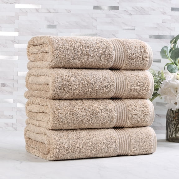 Superior Egyptian Cotton Absorbent Taupe Bath Towel Set of 4