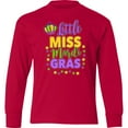thumbnail image 3 of Inktastic Little Miss Mardi Gras with Crown and Dots Long Sleeve Youth T-Shirt, 3 of 5