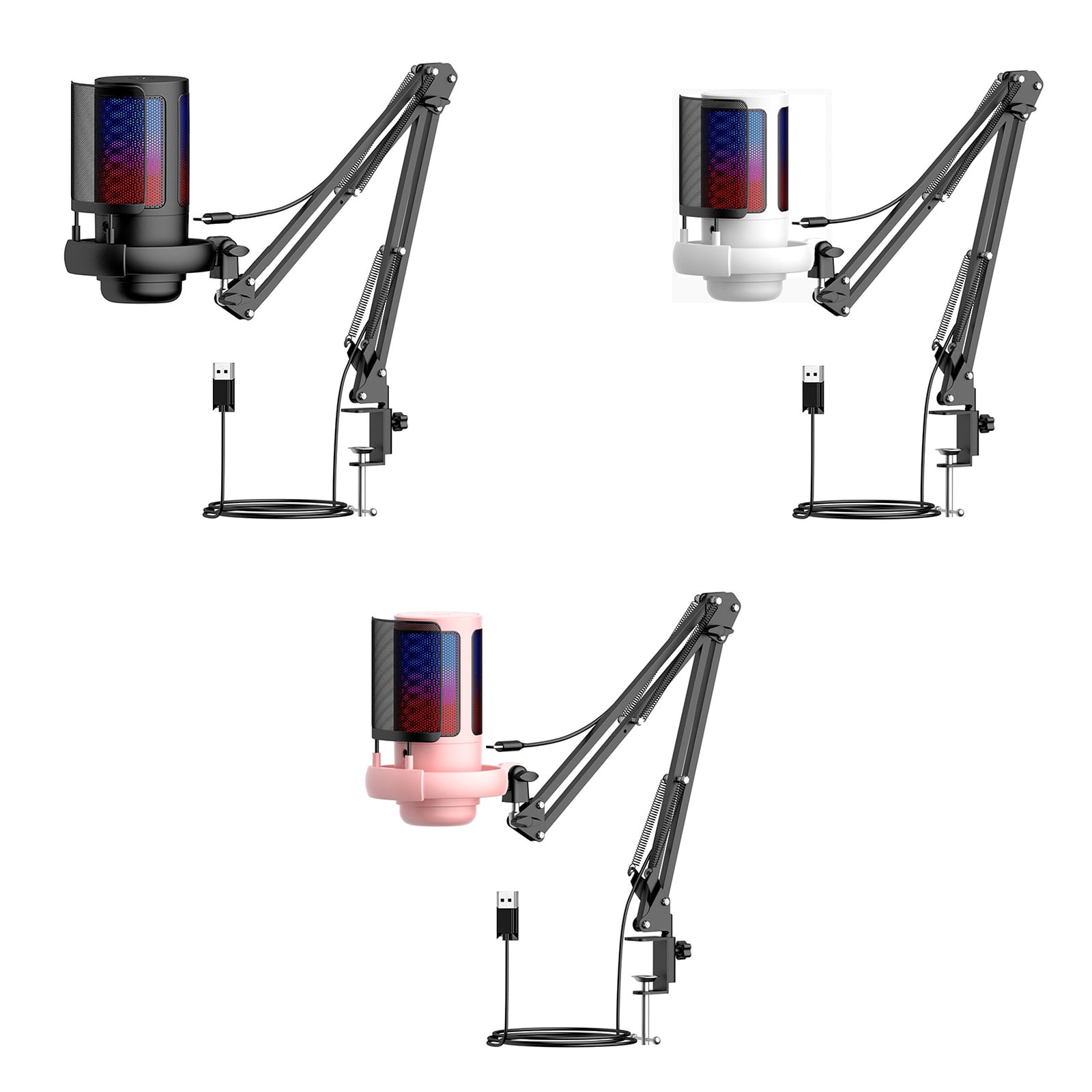 1 Set USB Gaming Microphone Computer Condenser Mic -38dB Sensitivity with Adjustable Boom Arm Enhancing Sound Quality