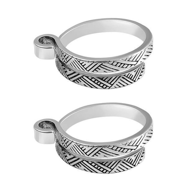 ANCIRS 2 Pack Knitting Crochet Loop Ring for Fingers, Adjustable Crochet Tension Ring, Metal Open Yarn Guide Finger Holders, Knitting Thimbles for