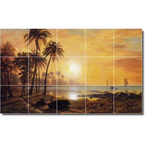Ceramic Tile Mural-Albert Bierstadt Waterfront Painting 36. 40" w x 24" h using (15) 8 x 8 ceramic tiles