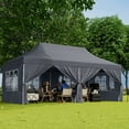 thumbnail image 2 of Gymax 10 x 20 FT Canopy w/ 6 Detachable Sidewalls Carrying Bag UPF50+ Sun Protection Gray, 2 of 10