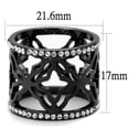 thumbnail image 2 of Luxe Jewelry Designs Women's Light Black IP Stainless Steel Ring with Clear Crystals, Size 9, 2 of 4