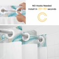 thumbnail image 2 of No Hook White Teal Marble Shower Curtain with Snap in Liner Set, Modern Abstract Art Marble Fluid Waterproof Fabric Bathroom Curtains with See Through Top Window, Hotel Style Standard 72 x 72 Inch, 2 of 9