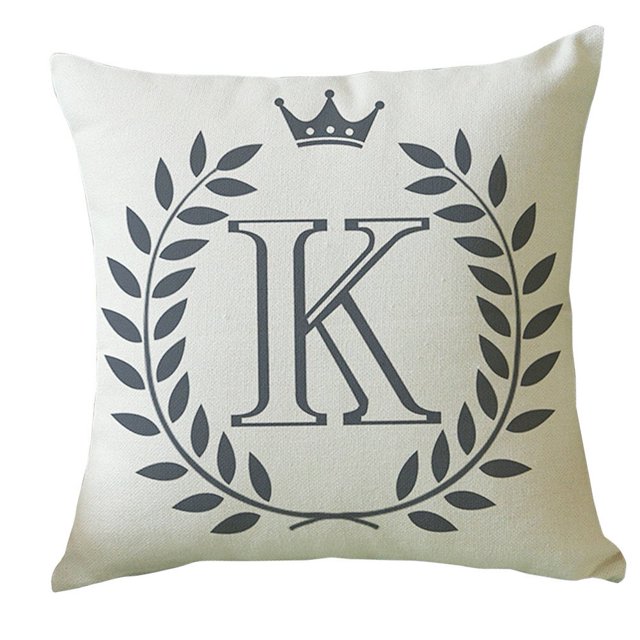 Housse de Coussin de Canapé Imprimée Lettres Anglaises Mode Dessin Animé Décoration Maison, Multicolore, K