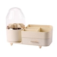 thumbnail image 1 of yeacher Boîte de Rangement Maquillage Rotative Élégante avec Sections Divisées, Petit Tiroir et Couvercle - Parfait pour Organiser les Parfums, Rouges à Lèvres, Pinceaux et Soins de la Peau en Beige Crème, 1 of 6