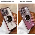 thumbnail image 6 of for iPhone 15 Plus Glitter Magnetic Case, [Compatible with Magsafe] Shockproof Bling Diamond Camera Lens Protector Makeup Mirror Sparkly Girly Cute Phone Cover for iPhone 15 Plus (Pink), 6 of 11