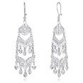 thumbnail image 1 of Wellingsale Ladies 14k White Gold Polished Diamond Cut Fancy Chandelier Dangle Hanging Drop Earrings (19 X 60mm), 1 of 1