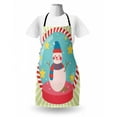 thumbnail image 3 of Christmas Apron, Happy New Year Lettering under Snowman Round Candy Cane Inspired Frame Print, Unisex Kitchen Bib with Adjustable Neck for Cooking Gardening, Adult Size, Multicolor, by Ambesonne, 3 of 4