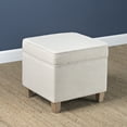 thumbnail image 2 of HomePop Cole Classics Square Storage Ottoman Wood Leg- Cream, 2 of 9