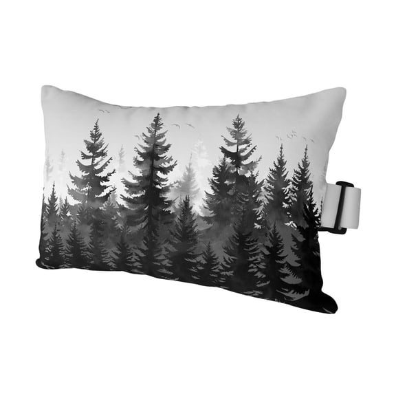 1 Pack Outdoor Waterproof Throw Pillows for Head,Farmhouse Vintage Dark Gray Forest Bird Cushion Cases with Insert&Straps Neck Pillows for Patio Chaise Lounge Recliner Chair,Watercolor Art