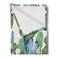 thumbnail image 2 of Cactus Soft Flannel Fleece Throw Blanket, Different Cactus Types in Watercolors Style Display Spring Field Foliage Artwork, Cozy Plush for Indoor and Outdoor Use, 60" x 80", Multicolor, by Ambesonne, 2 of 5