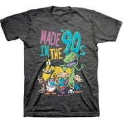 Mens Nickelodeon 90s Throwback Shirt - Retro Nick Group tee - Classic Nick Graphic T-Shirt (Charcoal Heather, 3X-Large)