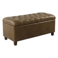 thumbnail image 1 of HomePop Banc de Rangement Traditionnel en Faux Cuir avec Boutons Capitonnés Marron, 1 of 10