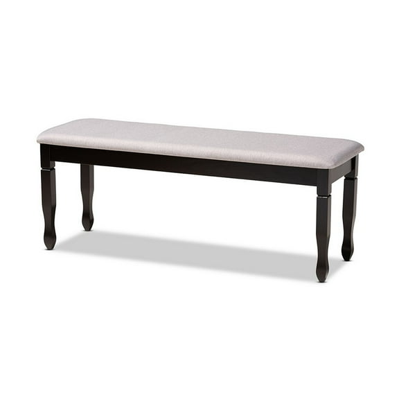 Corey Modern and Contemporary Grey Fabric Upholstered and Dark Brown Finished Wood Dining Bench