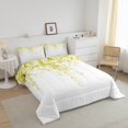 thumbnail image 3 of Erosebridal Eucalyptus Leaf Bedding Queen Comforter Set, Yellow Down Comforter, Spring Plant Decor, Microfiber 3 Pieces, 3 of 8