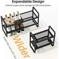 thumbnail image 4 of Shoe Rack - Expandable Shoe Organizer for Closet, Adjustable Metal Shoe Shelf Storage, 2 Tier Stackable Long Shoe Stand Holder for Garage, Entryway, Door Entrance, Black, 4 of 6