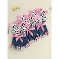 thumbnail image 3 of Hirigin Toddler Baby Girl Cowgirl Outfit Cow Print Western Outfits Ruffle Sleeve Shirt Button Down Tops Belted Denim Shorts Summer Clothes, 3 of 8