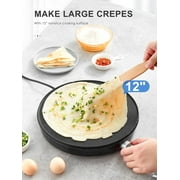 Crepe Maker Machine, Reemix Nonstick 12” Electric Griddle, Compact Pancake Griddle Precise Temperature Control, Batter Spreader for Eggs, Pancakes, Includes Spatula, Spreader(Black)