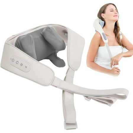 Gintenco Neck and Shoulder Massager with Heat, Deep Tissue Electric Shiatsu Back & Neck Massager for Muscle Pain Relief, Office Home Car, Beige