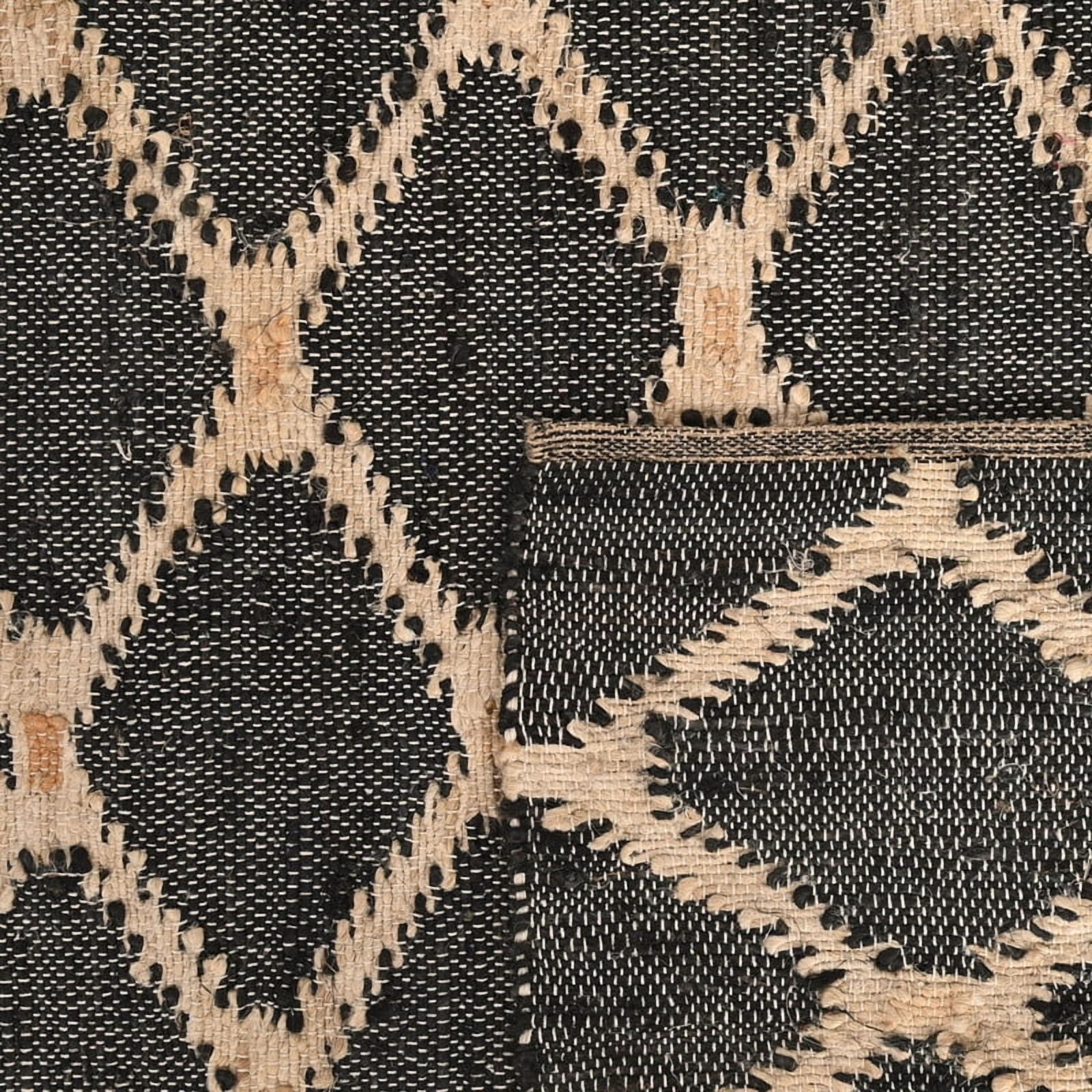 KLAVATE Modern Flatweave Diamond Pattern Jute Rug Ideal for Living Room