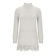 thumbnail image 2 of Ashirexll Sweaters for Women Trendy, Pullover Sweaters for Women, Sweaters for Women Solid High Neck Long Sleeve Fringe Sweater Dress Tunic, 2 of 4