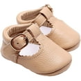 thumbnail image 2 of Leather Leopard Baby Shoes Hard Sole T-Strap Boys Girls Moccasins for Infants Babies Toddlers, 2 of 6