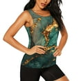 thumbnail image 2 of Daiia Emerald Color Gold Marble Printed Womens Workout Tops for Women Quick-dry Tank Tops Mesh Yoga Shirts Athletic Running Tank Tops Sleeveless Gym Clothes-, 2 of 7