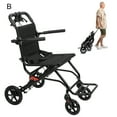 thumbnail image 2 of Lightweight Foldable Transport Wheelchair for Adults, Narrow Design Carbon Steel Travel Chair with 220lbs Capacity, 2 of 8