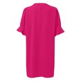 thumbnail image 4 of Vestido informal liso de manga corta y cuello en V para mujer - Minivestido de verano de poliéster con ribete con volantes, S-XXL, 4 of 5