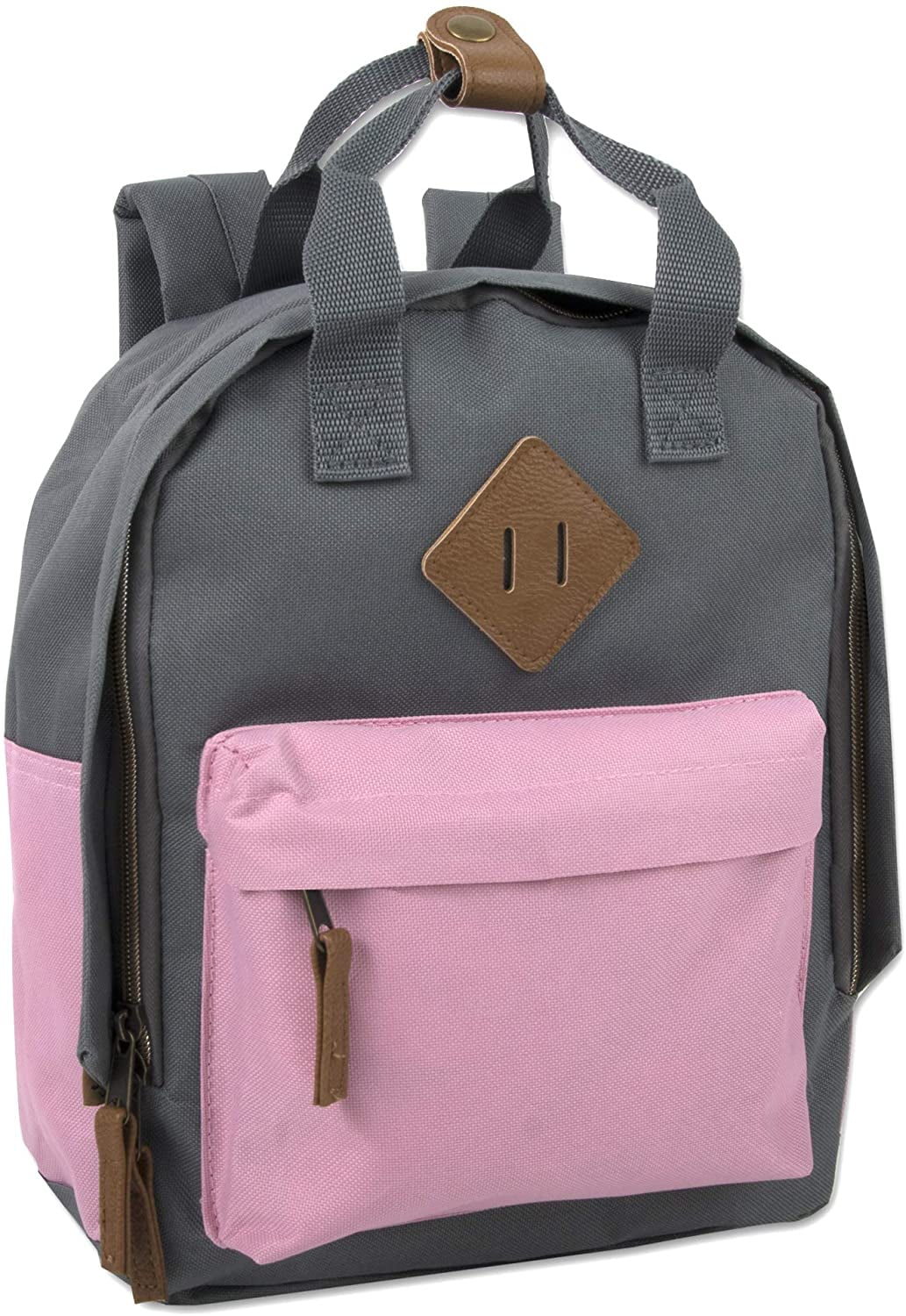 Black Canvas Mini Backpack for Everyday & Day Pack Rucksack in Solid Color Blocks 